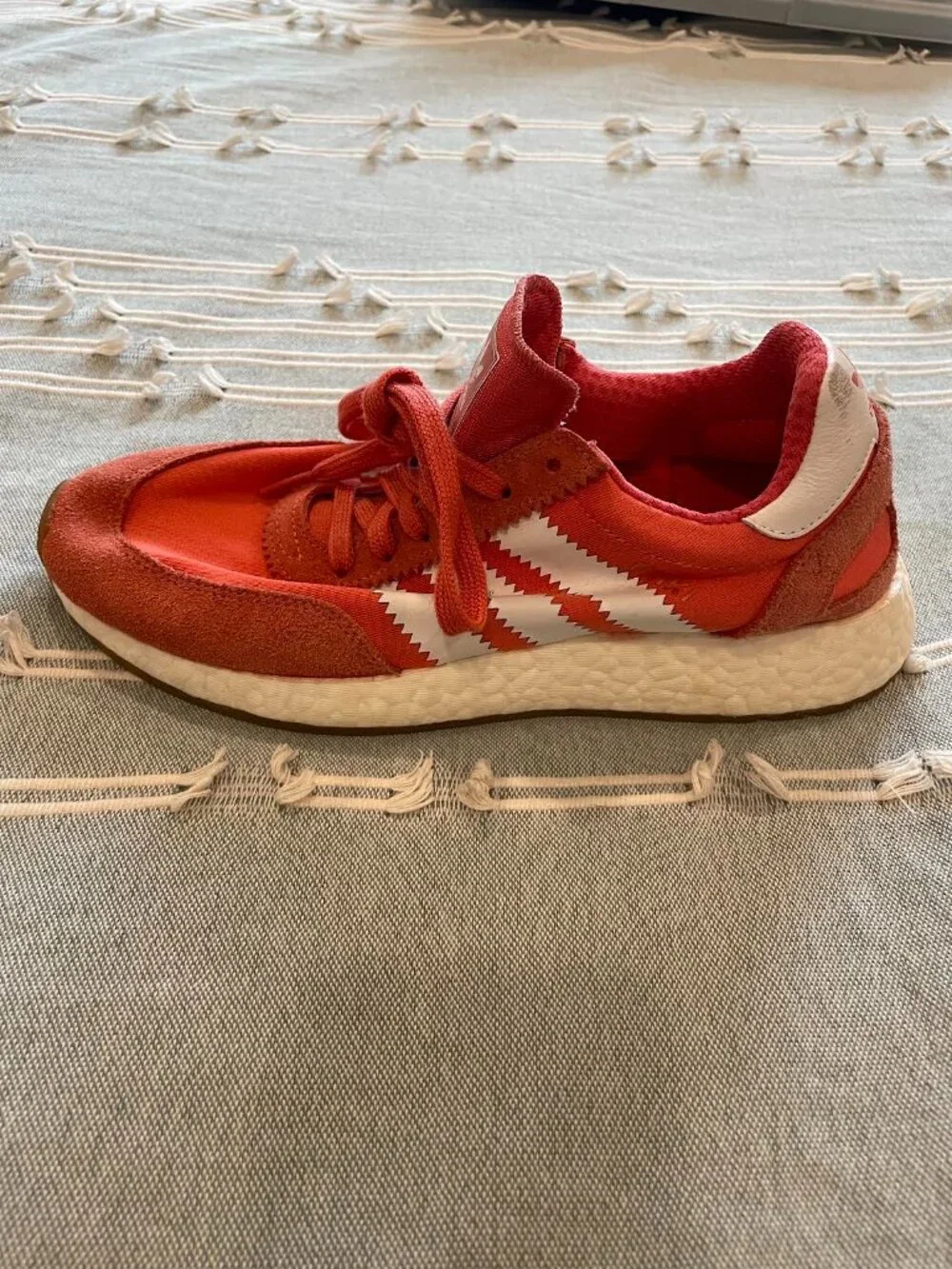 Adidas Iniki Runner Boost Sneakers Coral/Red Orange White Women's Size 7